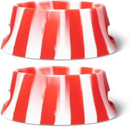 Silipint Silicone 20 Ounce Bowl Set with with Lid, Unbreakable, Flexible, Microwave-Safe, Dishwasher-Safe, Freezer-Safe Bowls for Indoor and Outdoor Use (Peppermint Stripe, 2-Pack)