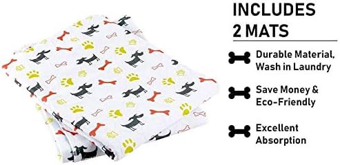 Washable Dog Training Pee Pads 2-Pack Large, Reusable Cloth for House Playpen Floor Waterproof, Leakproof for Whelping, Potty, and Crate Liner