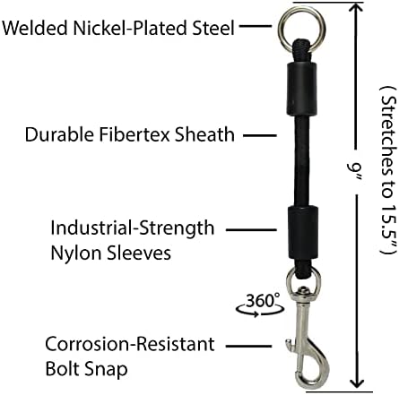 BUNGEE DOG LEASH EXTENSION – Patented Shock Absorber Attachment Protects You and Your Dogs – Works with ANY Leash & Collar or Harness – a MUST for Retractable Leashes – PICK SIZE/COLOR BELOW
