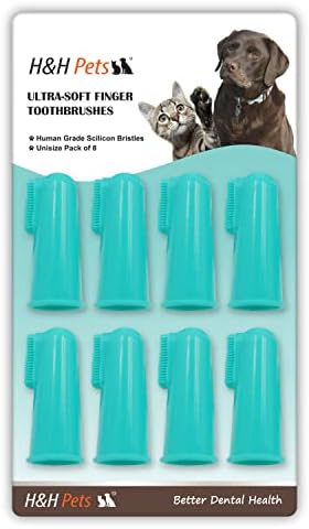 H&H Pets Dog Finger Toothbrushes - Professional Pet Finger Dental Brush Set for Dogs Puppies Cats, Soft Bristles, Size Small 4 Count-Silicon