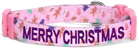 Pawtitas Personalized Dog Collar Dog Soft Adjustable Puppy Collar Customizable Embroidered add Pet Name Phone Number or Phrase Medium Christmas Cookies