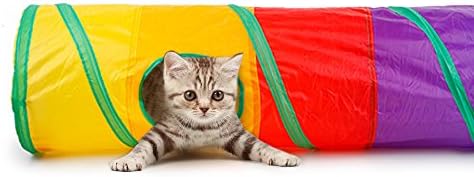 Ace One Cat Tunnel Pet Tube Collapsible Play Toy Indoor Outdoor Kitty Toys for Puzzle Exercising Hiding Training and Running with Fun Ball and 2 Peek Hole