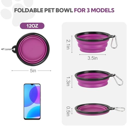 Collapsible Dog Bowl for Travel,2-Pack 12oz Pet Portable Water Food Bowls