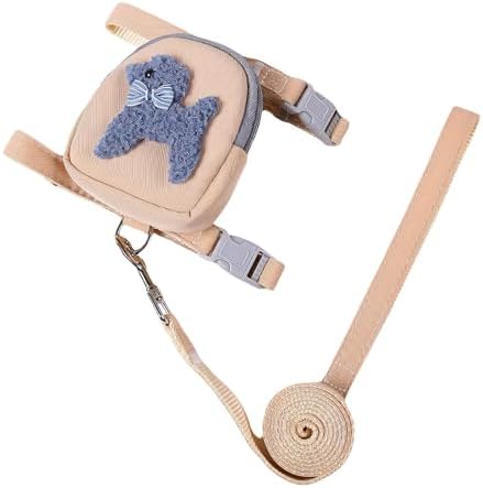 Dog Backpack Harness with Leash Pet Self Carrier Adjustable Travel Hiking Walking Harness Backpack for Small Dogs & Cats (Apricot, M)