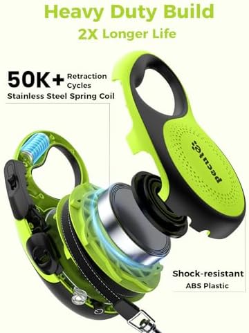 Retractable Dog Leash with Flashlight, 26ft Heavy Duty Retractable Pet Leash with Light, One-Button Control, Anti-Twist Protection, Reflective Leashes for Medium Large Pets Dogs Up to 110 lbs