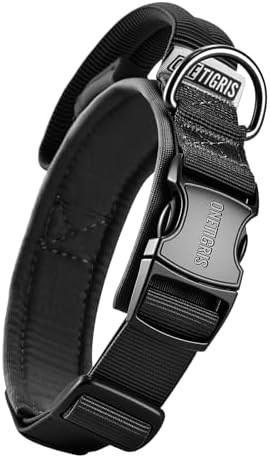 OneTigris Tough Tactical Dog Collar for Small Dogs with Handle Black S