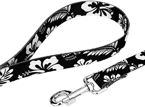 Country Brook Petz - Black Hawaiian Everyday Dog Leash - Summer Breeze Collection Featuring Sunny Designs (4 Foot, 5/8 Inch Wide)