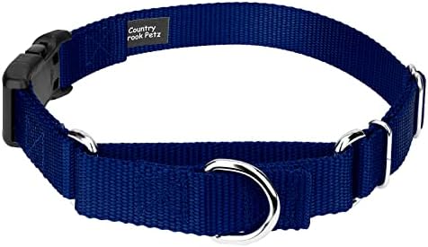 Martingale Dog Collar - Heavy Duty Nylon Adjustable Martingale Dog Collar with Plastic Buckle for Small Medium Large Breeds - 30+ Colors (1 Inch, Large, Royal Blue)
