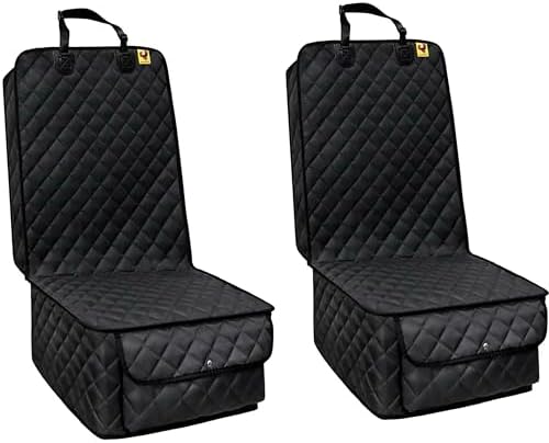 Bark Lover Deluxe Dog Seat Cover for Front Seat-More Durable Spill-Resistant Front Seat Protector, High Heat Resistant and Nonslip Front Seat Cover for Dogs Kids, Universal Size (Black, 2 Pack)