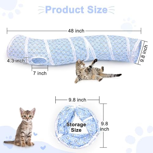 Glittme S-Shape Cat Tunnel, Foldable Cat Tunnels for Indoor Cats