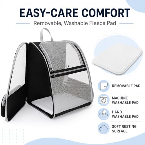 Cat Carrier Backpack for Cats and Small Dogs up to 15 lbs, Soft-Sided Foldable Pet Carrier with Breathable Mesh, Front Upper&Dual Side Entry, Support Frame, Hard Bottom for Vet Visits and Air Travel