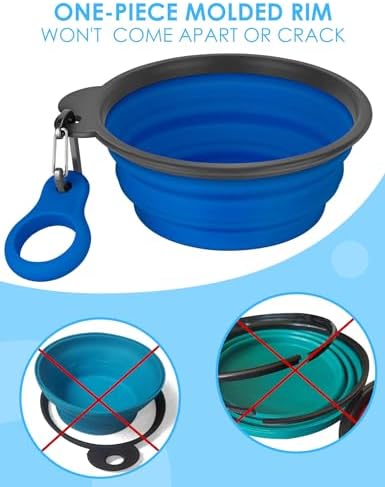 Aonkey 2 Pack 37oz/4.6 Cup Collapsible Dog Bowls with Bottle Carrier