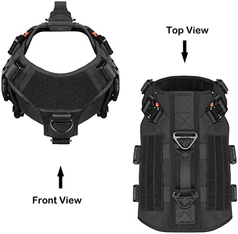 ICEFANG No Pull Tactical Dog Harness for X-Large Dogs,Adjustable Dog Vest