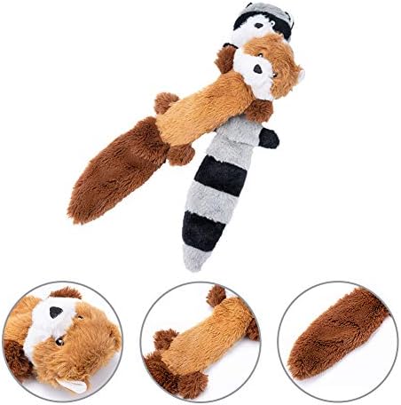 JOYELF Plush Squeaky Dog Toys, No Stuffing Interactive Dog Toys for Medium to Large Dogs with Squeaky and Crinkle Paper for Dog - Fox and Raccoon
