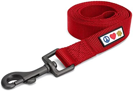 Pawtitas Solid 6 ft Red Dog Leash XXS/Cat Custom Name and Phone Embroidery Strong Nylon Leash for Small Breeds