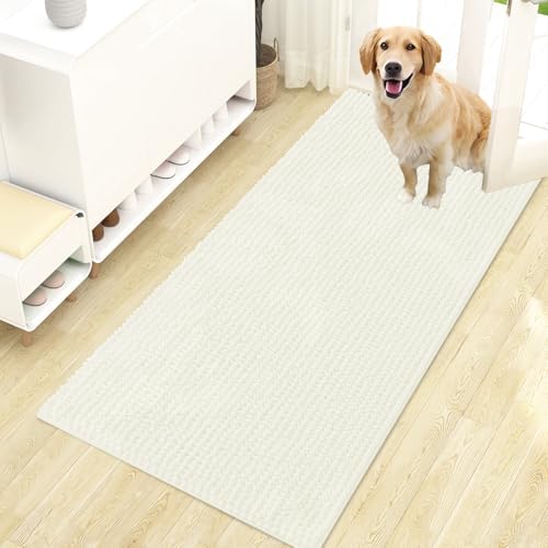 OLANLY Dog Door Mat for Muddy Paws 47x24, Extra Absorbent Chenille Mud Mat