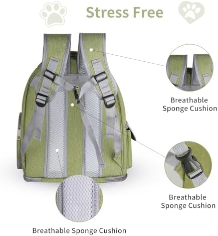 Cat Backpack Carrier for Cats and Small Dogs, Breathable Cat Bubble Backpack, Airline Approved Pet Travel Carrier for Hiking Camping Outdoor(Green)