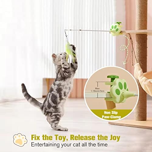 BEBOBLY 3-in-1 Retractable Cat Wand Toy for Indoor Cats Interactive Cat Feather Toys