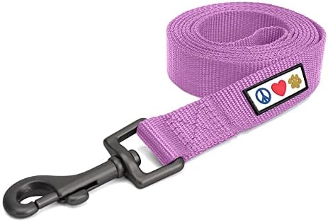 Pawtitas Solid 6 ft Orchid Dog Leash M/L Custom Name and Phone Embroidery Strong Nylon Leash for Medium and Large Breeds