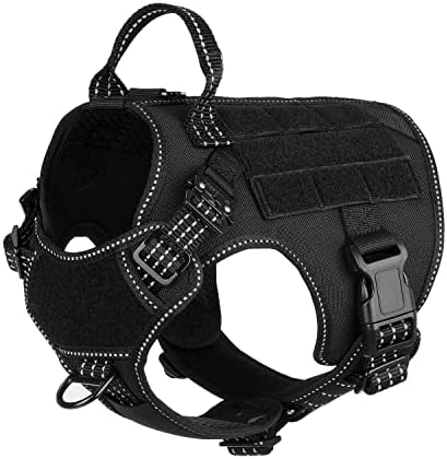 ICEFANG Tactical Dog Harness for Small Dogs,Reflective No Pull Dog Vest