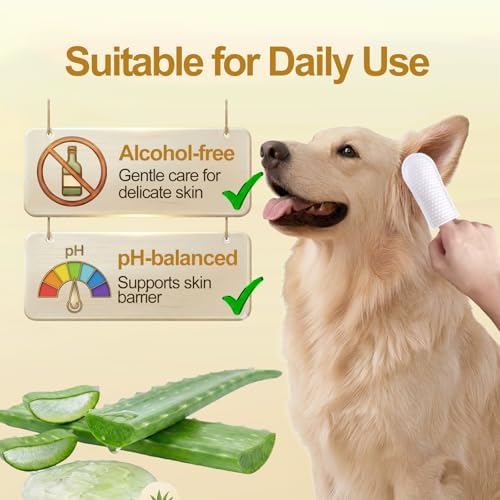 Dog Ear Finger Wipes for Dogs & Cats, Green Tea Scent, 50 Count