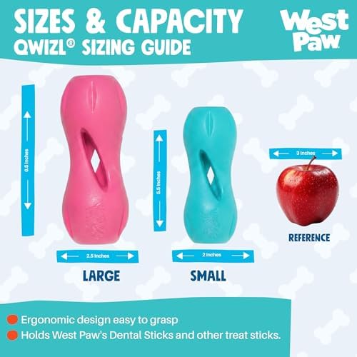 WEST PAW Qwizl Durable Zogoflex Dog Puzzle Toy for Mental Stimulation, and Enrichment - Treat Dispensing for Bully Sticks and Dental Sticks - Dishwasher Safe - Made in USA - Large - Geranium