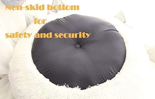 Modern Soft Plush Round Pet Bed for Cats or Small Dogs, Mini Medium Sized Dog Cat Bed Self Warming Autumn Winter Indoor Snooze Sleeping Cozy Kitty Teddy Kennel (24'' D x 8'' H, Dark Grey)