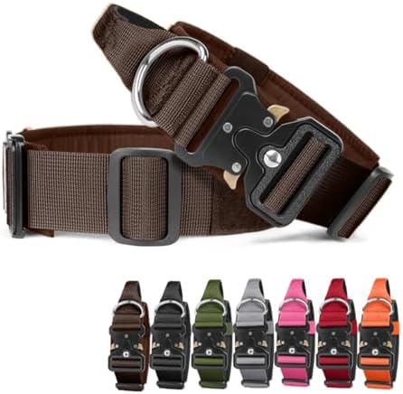 Tactical Dog Collar with Handle(Dark Brown, XL)