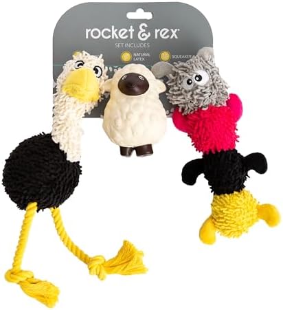 rocket & rex Puppy Chew Toys for Teething, Rope & Plush Set (3pk)