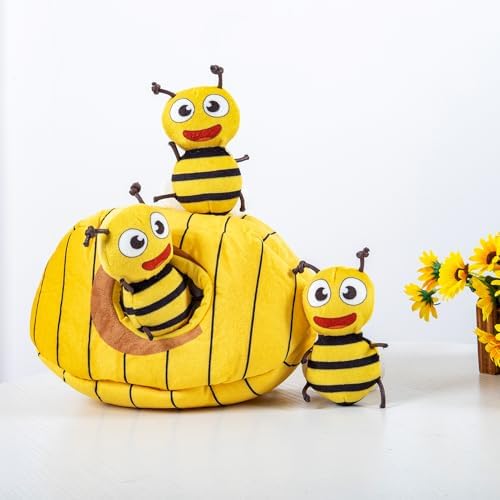 Hollypet Squeaky Hide and Seek Dog Toys for Small and Medium Dogs, Bees