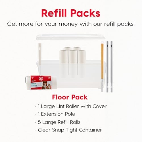 IRIS USA Large Lint Roller with Extension Pole, Storage Box, Refills