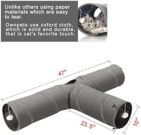 Ownpets 10" Large Cat Tunnel 3-Way T-Shape Oxford Fabric for Large Cat