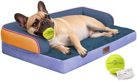 Comfort Expression Washable Dog Bed with Bolster for Medium to Large Dogs
