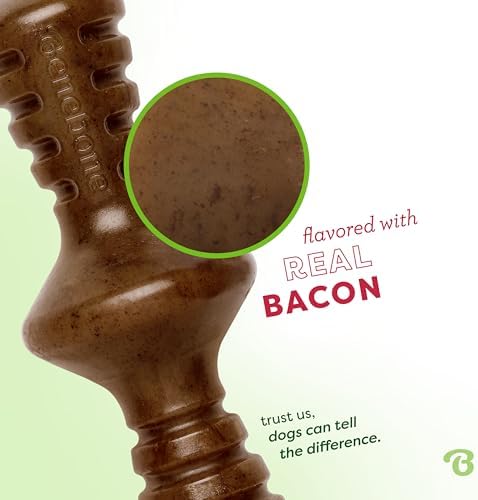 Benebone Zaggler Dog Chew Toy for Aggressive Chewers, Real Bacon, Giant