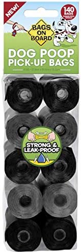 Bags on Board 3203940046ONL Dog Waste Bags Refill, 140 bags, For Dog and Cat Waste Pickup, Black/Grey