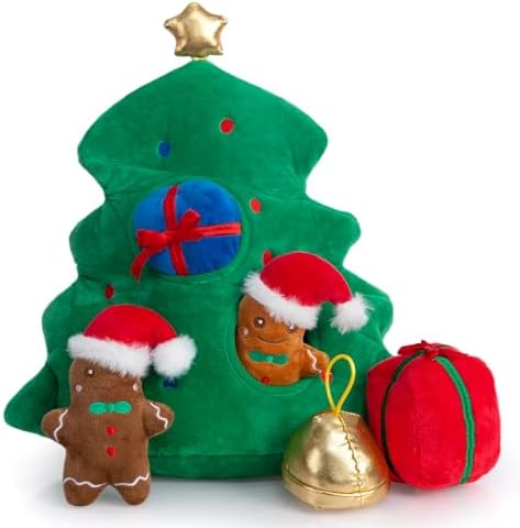 Hollypet Christmas Squeaky Hide and Seek Dog Toys for Small and Medium