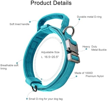 Tactical Dog Collar and Leash Set with Handle for Large Dogs