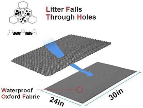 Bulkniu Cat Litter Mat, 24"x30", Waterproof, Durable & Easy to Clean, Grey