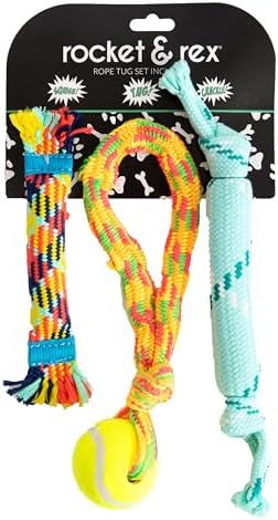 rocket & rex Puppy Rope & Tug of War Toys for Teething (3pk)