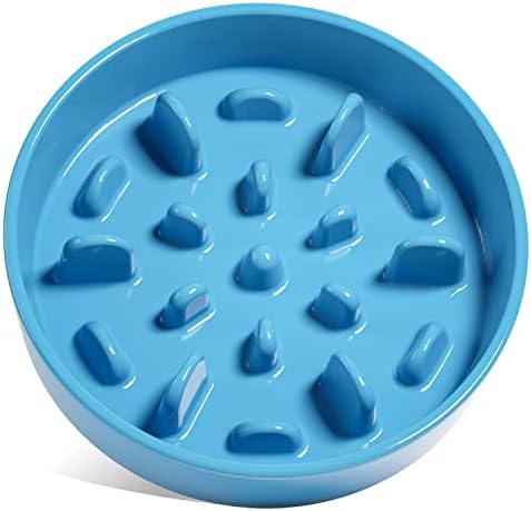 LE TAUCI PET Slow Feeder Dog Bowl Ceramic, 1.5 Cups, Blue, Non-slip Base