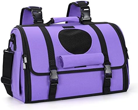 Mile High Life | Outdoor Travel Pet Carrier | Hiking Outdoor Dog Carrier Backpack | Collapsible Dog Carrier for Small Medium Dogs | Cat Crates w Breathable Mesh with Soft-Sided (Purple)