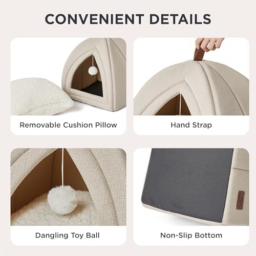 Bedsure 2in1 Cat Beds for Indoor Cats Cave for Kitten with Washable Pillow