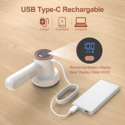HOMEASY Fabric Shaver, Rechargeable Lint Remover for Clothes White