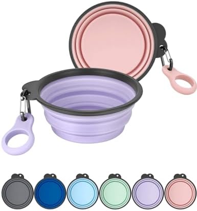 Aonkey 2 Pack 37oz/4.6 Cup Collapsible Dog Bowls with Bottle Carrier