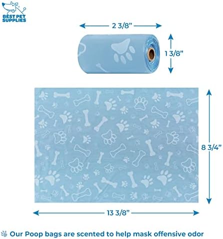 Best Pet Supplies Dog Poop Bag Holder Leash Attachment with Reusable Dispenser for Travel, Walking, Park, and Outdoor Use, Durable with Clip-On - Baby Blue, Pack of 2, Plastic Dispenser w/30 Bags