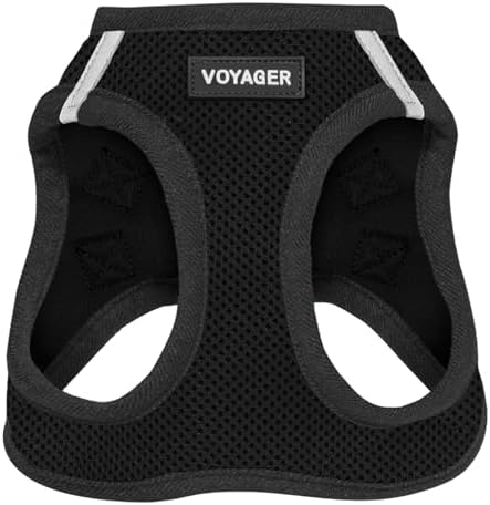 Best Pet Supplies Voyager Step-in Air Harness - All Weather Mesh, Reflective, No Pull Harness for Dogs, Cats - Secure with Hook & Loop Fastener, Buckle, Double D-Rings - Black/Black Trim, XL
