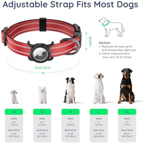 Airtag Dog Collar for Small Dogs, Reflective Dog Collar with Airtag Holder