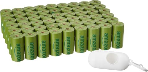 Amazon Basics Premium Leak Proof Dog Poop Bags with Dispenser and Leash Clip, Cucumber Scented, 13" x 9", (Pack of 4860)