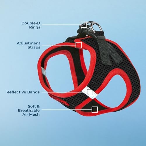 Voyager Step-in Air Dog Vest Harness - Black/Red Trim, X-Small