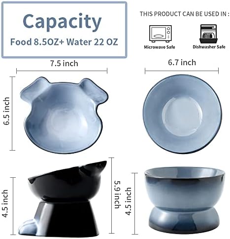 Nihow Dog Food & Water Bowls: Elevated Ceramic Bowls for Medium/Small Dog